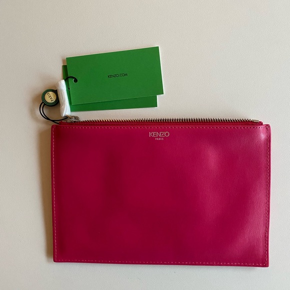 NWT KENZO pink Eye motif leather flat pouch bag clutch - Picture 2 of 4